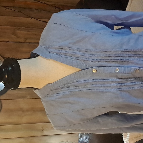 Ecologie Blue Linen Tunic Top Blouse with Adjustable Sleeves Size M - Picture 2 of 8